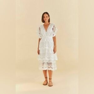 Elegant White Lace Dress Farm Rio Large XL XLARGE NWT